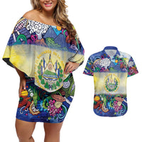El Salvador Couples Matching Off Shoulder Short Dress and Hawaiian Shirt Funny Local Inspired - Wonder Print Shop