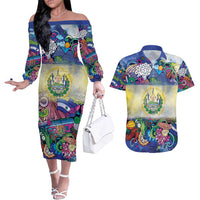 El Salvador Couples Matching Off The Shoulder Long Sleeve Dress and Hawaiian Shirt Funny Local Inspired - Wonder Print Shop