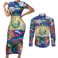 El Salvador Couples Matching Short Sleeve Bodycon Dress and Long Sleeve Button Shirt Funny Local Inspired - Wonder Print Shop