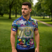 El Salvador Zipper Polo Shirt Funny Local Inspired - Wonder Print Shop