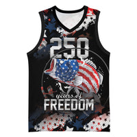 Personalized Largemouth Bass Fishing Basketball Jersey America 250 Year Freedom