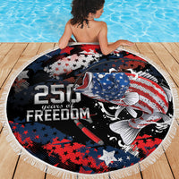 Largemouth Bass Fishing Beach Blanket America 250 Year Freedom