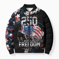 Personalized Largemouth Bass Fishing Bomber Puffer Jacket America 250 Year Freedom