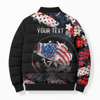 Personalized Largemouth Bass Fishing Bomber Puffer Jacket America 250 Year Freedom