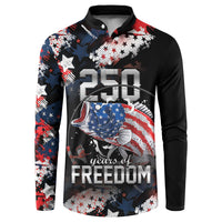 Personalized Largemouth Bass Fishing Button Sweatshirt America 250 Year Freedom