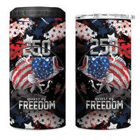 Personalized Largemouth Bass Fishing 4 in 1 Can Cooler Tumbler America 250 Year Freedom