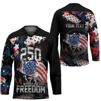 Personalized Largemouth Bass Fishing Hockey Jersey America 250 Year Freedom