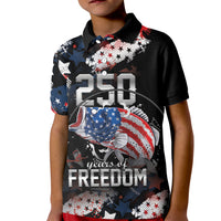 Personalized Largemouth Bass Fishing Kid Polo Shirt America 250 Year Freedom