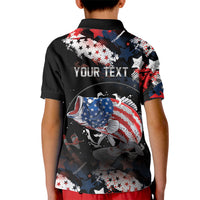 Personalized Largemouth Bass Fishing Kid Polo Shirt America 250 Year Freedom