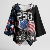Personalized Largemouth Bass Fishing Kimono Sleeve Blouse America 250 Year Freedom