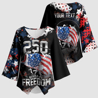 Personalized Largemouth Bass Fishing Kimono Sleeve Blouse America 250 Year Freedom