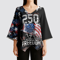 Personalized Largemouth Bass Fishing Kimono Sleeve Blouse America 250 Year Freedom