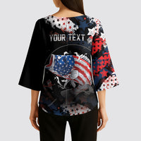 Personalized Largemouth Bass Fishing Kimono Sleeve Blouse America 250 Year Freedom