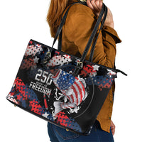 Largemouth Bass Fishing Leather Tote Bag America 250 Year Freedom