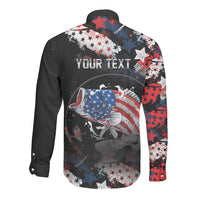 Personalized Largemouth Bass Fishing Long Sleeve Button Shirt America 250 Year Freedom