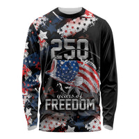 Personalized Largemouth Bass Fishing Long Sleeve Shirt America 250 Year Freedom