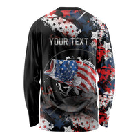 Personalized Largemouth Bass Fishing Long Sleeve Shirt America 250 Year Freedom