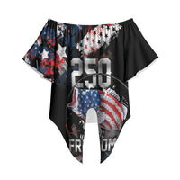 Personalized Largemouth Bass Fishing Off Shoulder Wrap Waist Top America 250 Year Freedom