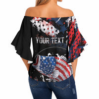 Personalized Largemouth Bass Fishing Off Shoulder Wrap Waist Top America 250 Year Freedom