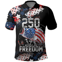 Personalized Largemouth Bass Fishing Polo Shirt America 250 Year Freedom