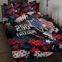 Largemouth Bass Fishing Quilt Bed Set America 250 Year Freedom