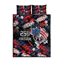 Largemouth Bass Fishing Quilt Bed Set America 250 Year Freedom