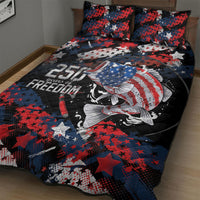 Largemouth Bass Fishing Quilt Bed Set America 250 Year Freedom