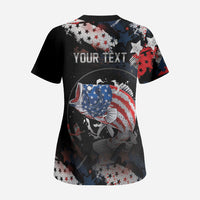 Personalized Largemouth Bass Fishing Scrub Top America 250 Year Freedom