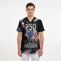 Personalized Largemouth Bass Fishing Scrub Top America 250 Year Freedom