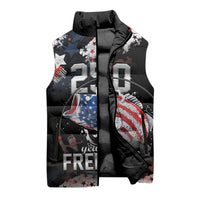 Personalized Largemouth Bass Fishing Sleeveless Puffer Jacket America 250 Year Freedom
