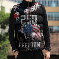 Personalized Largemouth Bass Fishing Sleeveless Puffer Jacket America 250 Year Freedom