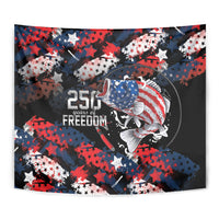 Largemouth Bass Fishing Tapestry America 250 Year Freedom