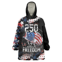 Personalized Largemouth Bass Fishing Wearable Blanket Hoodie America 250 Year Freedom