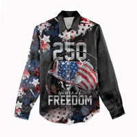 Personalized Largemouth Bass Fishing Women Casual Shirt America 250 Year Freedom