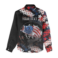 Personalized Largemouth Bass Fishing Women Casual Shirt America 250 Year Freedom