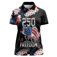 Personalized Largemouth Bass Fishing Women Polo Shirt America 250 Year Freedom