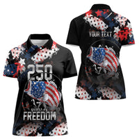 Personalized Largemouth Bass Fishing Women Polo Shirt America 250 Year Freedom