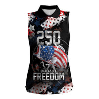 Personalized Largemouth Bass Fishing Women Sleeveless Polo Shirt America 250 Year Freedom