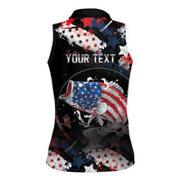 Personalized Largemouth Bass Fishing Women Sleeveless Polo Shirt America 250 Year Freedom