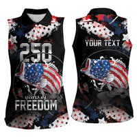 Personalized Largemouth Bass Fishing Women Sleeveless Polo Shirt America 250 Year Freedom
