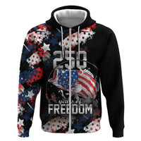Personalized Largemouth Bass Fishing Zip Hoodie America 250 Year Freedom