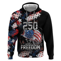Personalized Largemouth Bass Fishing Zip Hoodie America 250 Year Freedom