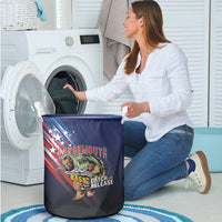 Largemouth Bass Fishing Laundry Basket American Flag