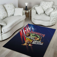 Largemouth Bass Fishing Area Rug American Flag