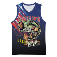 Personalized Largemouth Bass Fishing Basketball Jersey American Flag