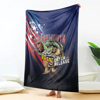 Largemouth Bass Fishing Blanket American Flag