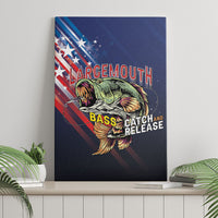 Largemouth Bass Fishing Canvas Wall Art American Flag