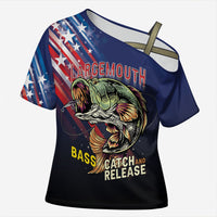 Personalized Largemouth Bass Fishing Cross Shoulder Shirt American Flag