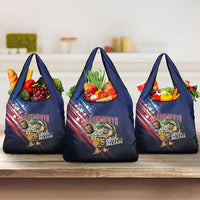 Largemouth Bass Fishing Grocery Bag American Flag