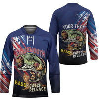 Personalized Largemouth Bass Fishing Hockey Jersey American Flag